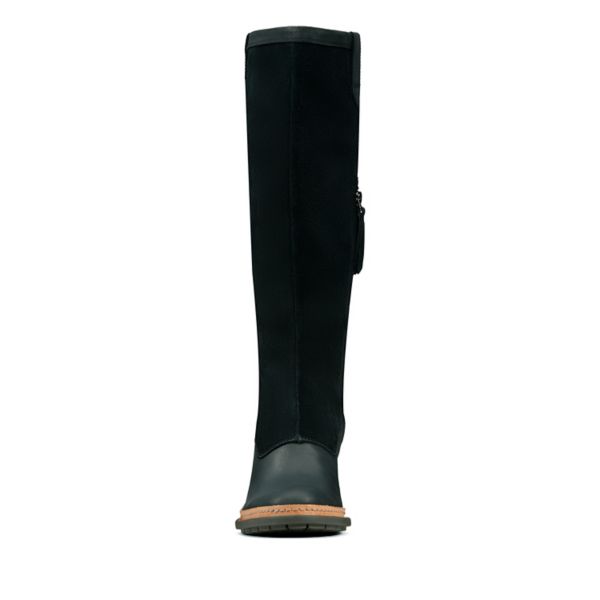 Clarks Womens Trace Mist Knee High Boots Black | UK-3521967